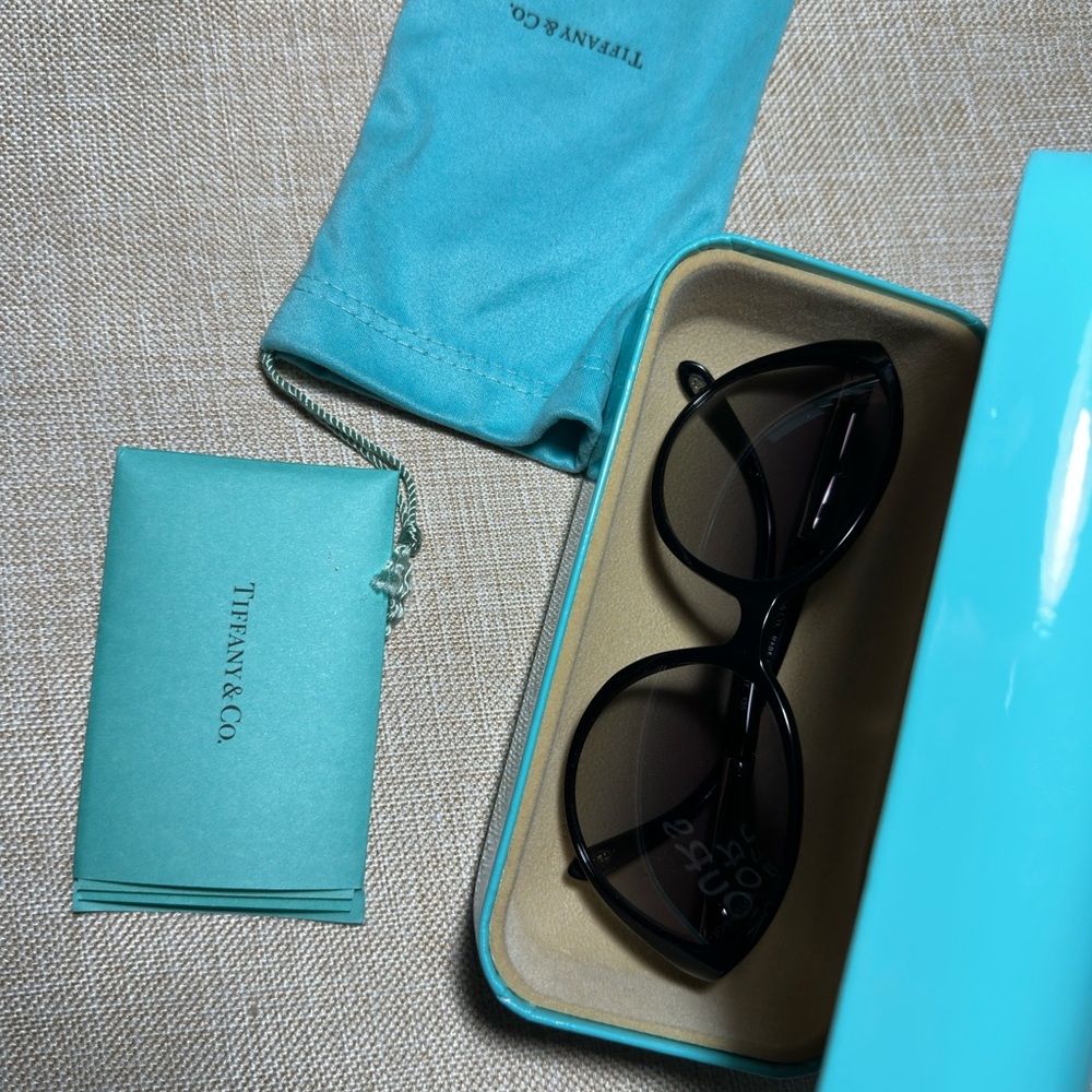 Tiffany & Co. Black Sunglasses with Silver Crystal Detail - Picture 8 of 8